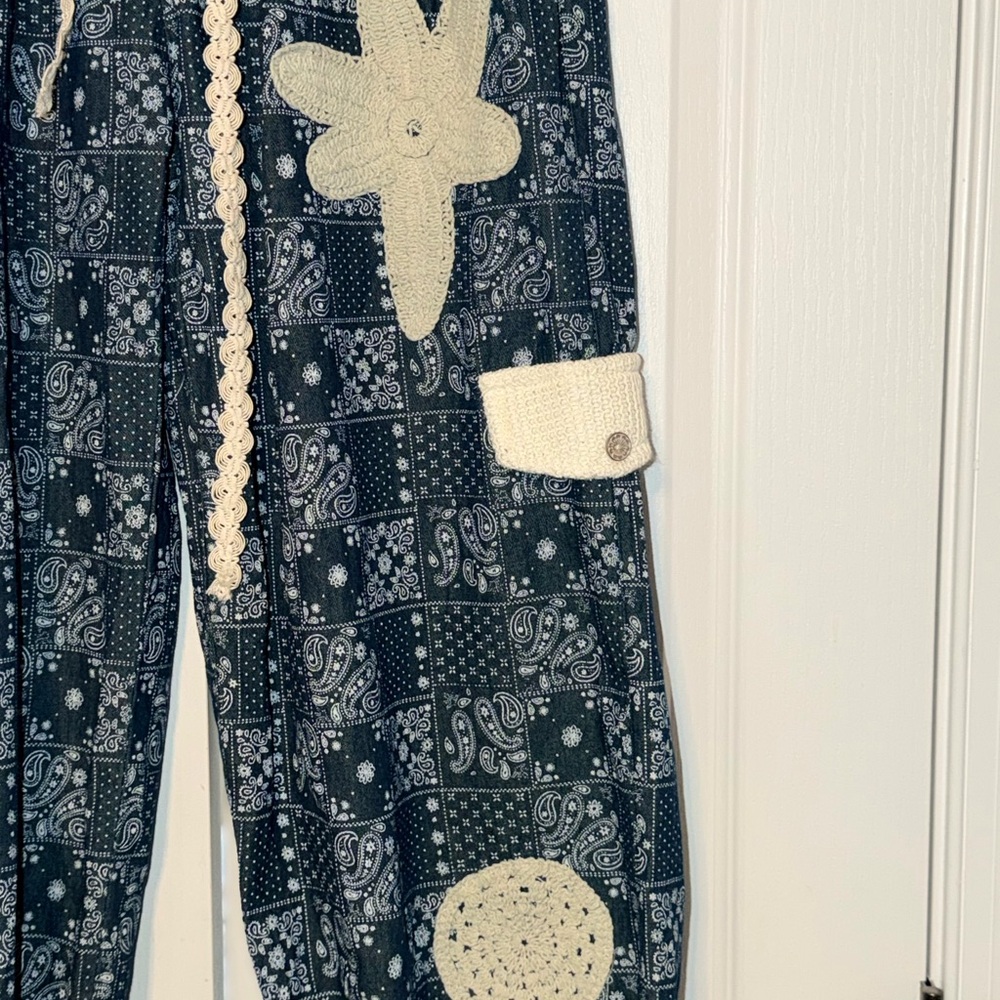 POL Starweave Patchwork Joggers With Crochet Deta… - image 2